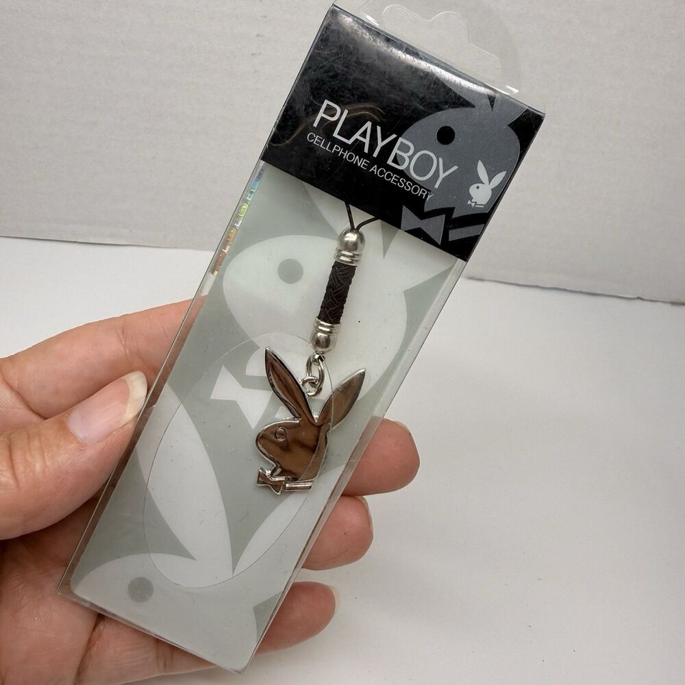 Playboy And Rabbit Head Design Phone Accessory Charm Silver Bunny Bag Charm Vtg